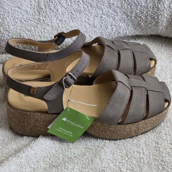 NWT El Naturalista Arbequina Leather Platform Sandals Made In Spain Size 40 US 9 - Picture 6 of 8